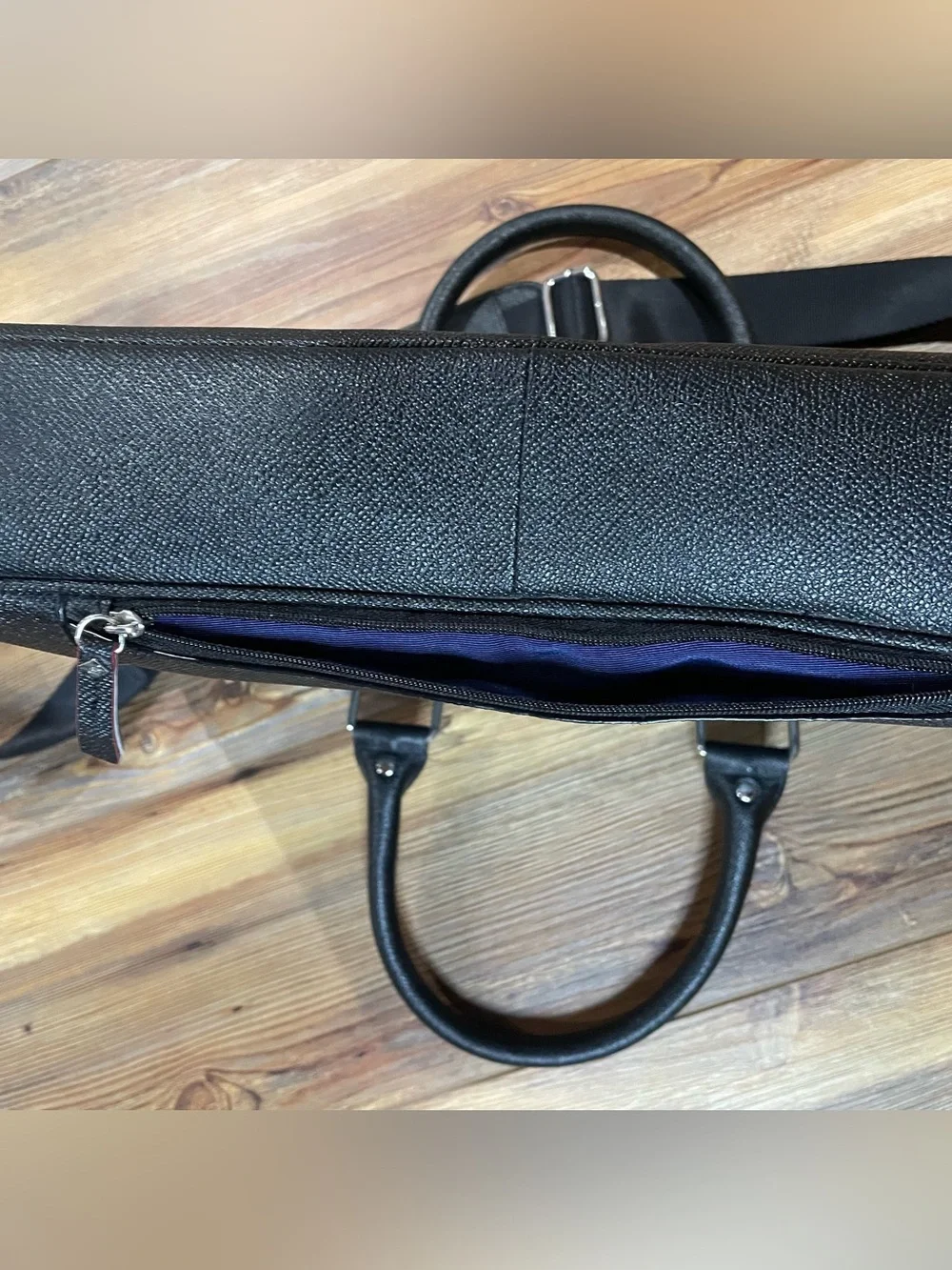 Cole Haan American Airlines Black Leather Attache Slim Briefcase Laptop Bag